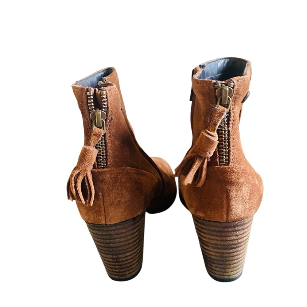 Paul Green Chestnut Brown Jada Suede Ankle Boots Tassel Zip - Picture 7 of 12